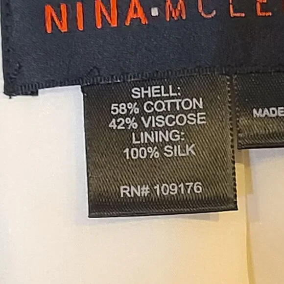 Nina McLemore Cream Patterned Cotton Blend Blazer Size 2 - Picture 5 of 8